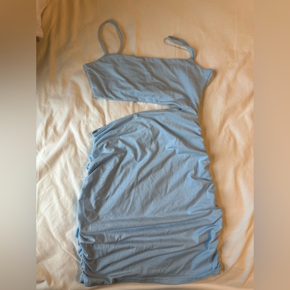 SHEIN Blue Asymmetrical Ruched Bodycon Dress - Picture 1 of 4